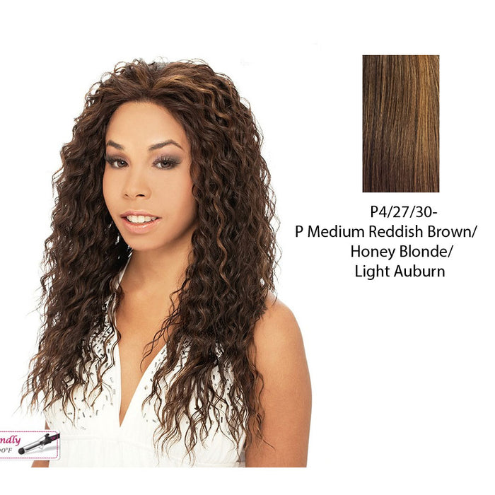 Erica Lace Front Wig,Streaked blend of medium brown, strawberry blonde, and light auburn