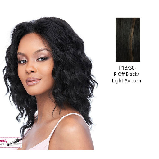 Synthetic Full Lace Front Wig,Lindsey,Off black base with light auburn highlights