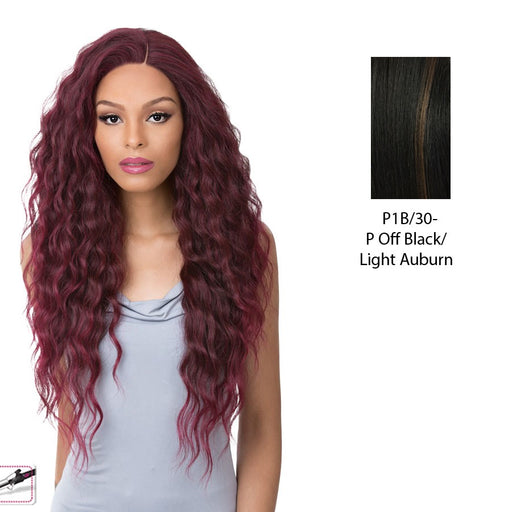 Wet N Wavy Full Lace Wig Selena,Off black base with light auburn highlights