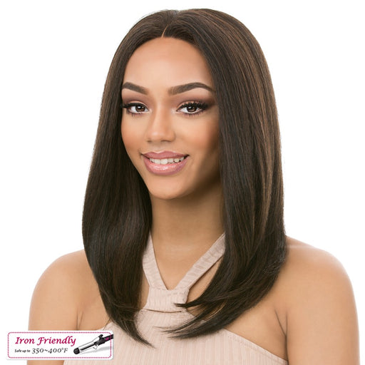 Synthetic Hair Lace Front Full Lace Wig_ Solar,Highlight Mix Off Black + Light Auburn