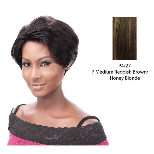 100% Human Lace Front Wig - Lace Hh Amy,Medium Brown Base With Strawberry Blonde Highlights