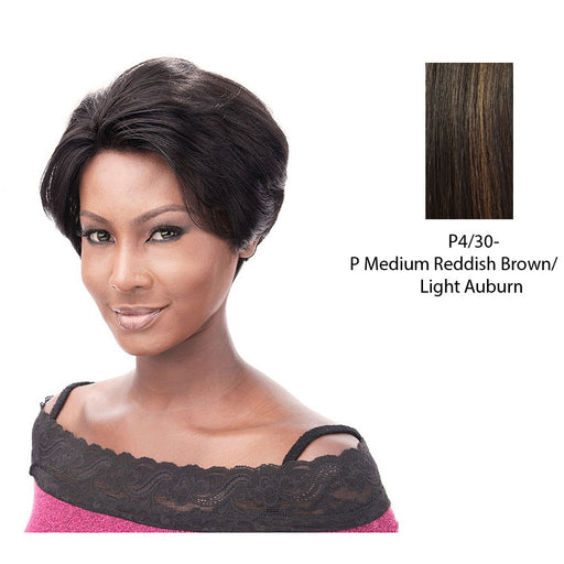100% Human Lace Front Wig - Lace Hh Amy,Medium Brown Base With Light Auburn Highlights
