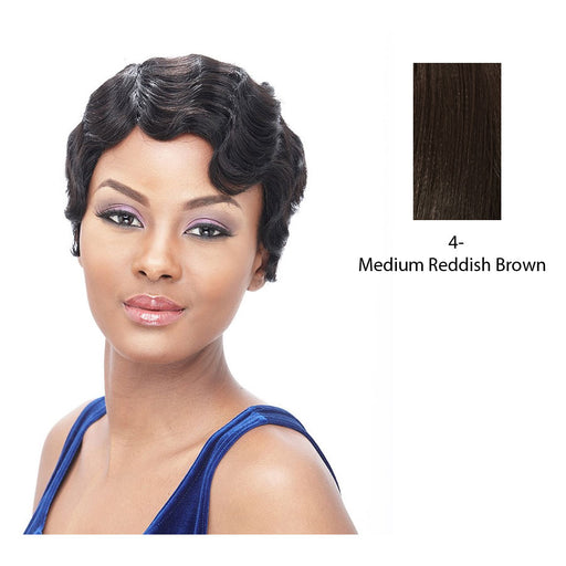100% Human Hair Lace Front Wig - Hh Lace Finger Roll,Dark Brown