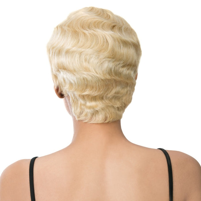 100% Human Hair Lace Front Wig - Hh Lace Finger Roll,Platinum Blonde
