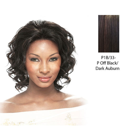 100% Human Hair Lace Front Wig Sabina,Off Black Base With Dark Auburn Highlights