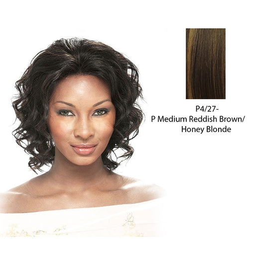 100% Human Hair Lace Front Wig Sabina,Medium Brown Base With Strawberry Blonde Highlights