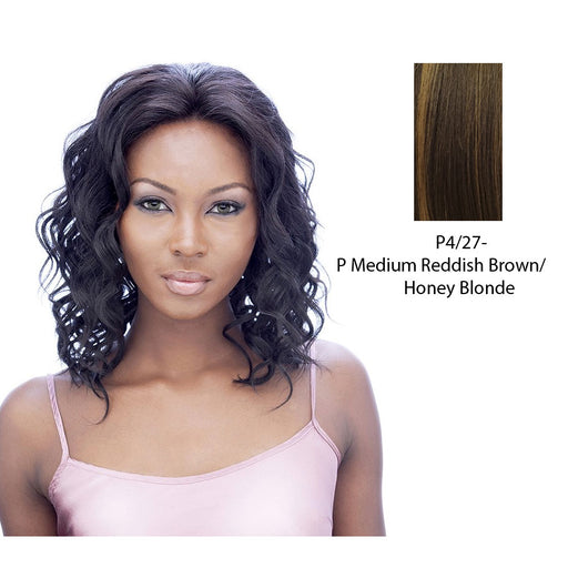 100% Human Hair Lace Front Wig Sapphire,Medium Brown Base With Strawberry Blonde Highlights