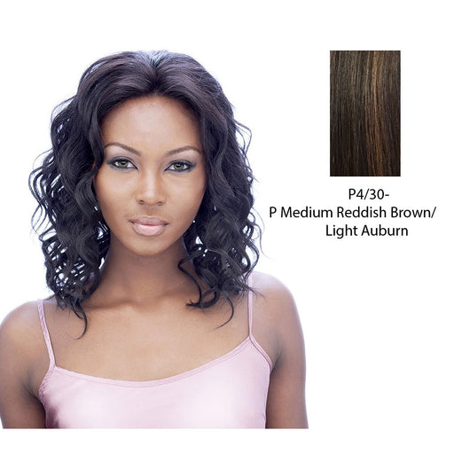 100% Human Hair Lace Front Wig Sapphire,Medium Brown Base With Light Auburn Highlights
