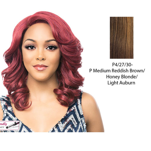 Lace Front Wig Lace Jodi,Streaked Blend Of Medium Brown, Strawberry Blonde, And Light Auburn