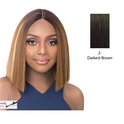 Lace Front Wig Lace Kailee Heat Friendly Synthetic Wig,Darkest Brown