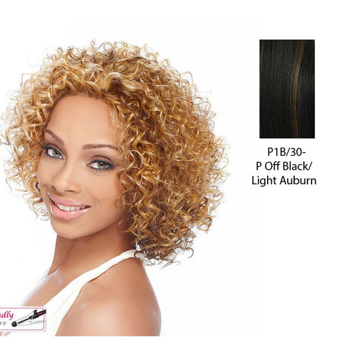 Natasha Synthetic Lace Front Wig,Off Black Base With Light Auburn Highlights