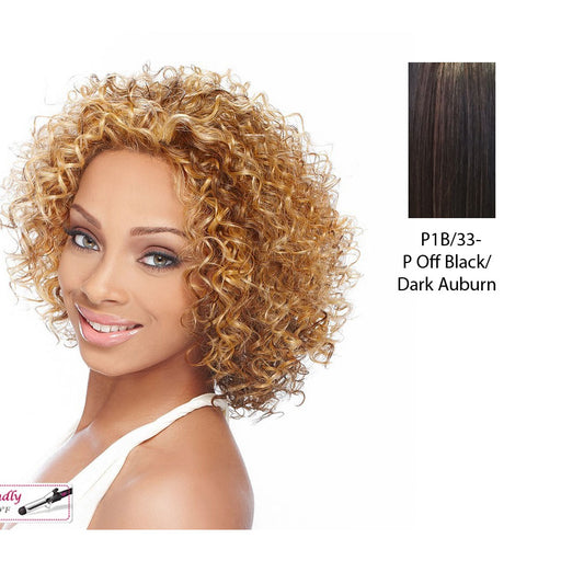 Natasha Synthetic Lace Front Wig,Off Black Base With Dark Auburn Highlights