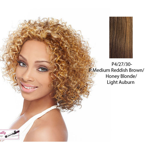 Natasha Synthetic Lace Front Wig,Streaked Blend Of Medium Brown, Strawberry Blonde, And Light Auburn