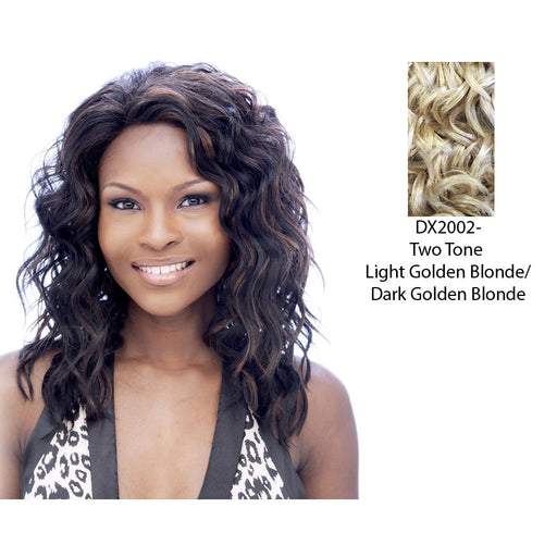Lace Sweet Lace Front Synthetic Wig,Two Tone Frost Blend Of Light Golden Blonde Layer Over Dark Golden Blonde Bottom