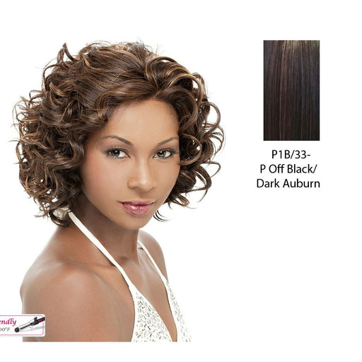 Iron Friendly Lace Front Wig Tina,Off Black Base With Dark Auburn Highlights