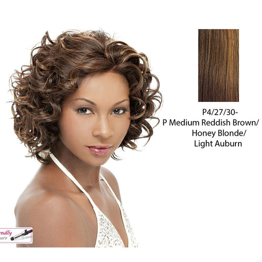Iron Friendly Lace Front Wig Tina,Streaked Blend Of Medium Brown, Strawberry Blonde, And Light Auburn