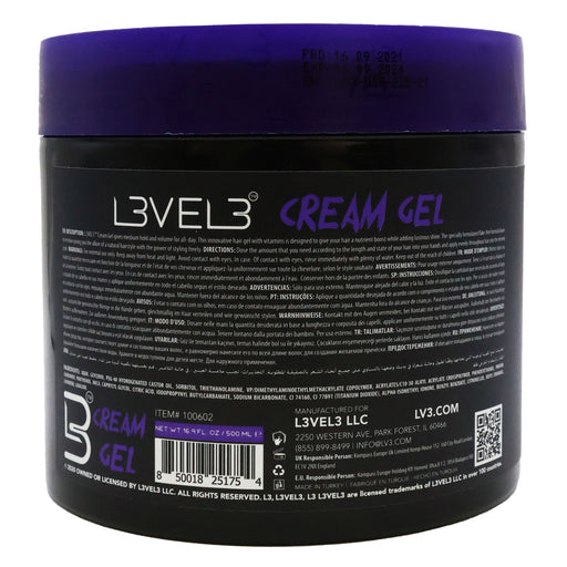 Level3 Hair Cream Gel, 16.9 Oz.