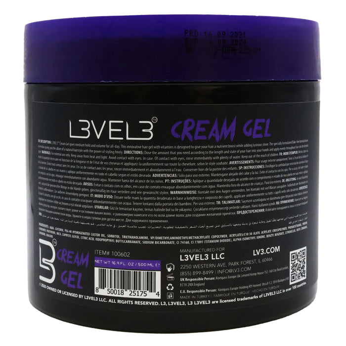 Level3 Hair Cream Gel, 16.9 Oz.