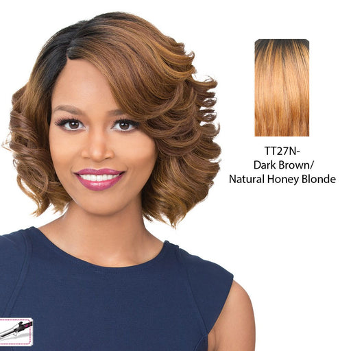 Synthetic Iron Friendly Wig Milan,Two Tone Off Black + Strawberry Blonde