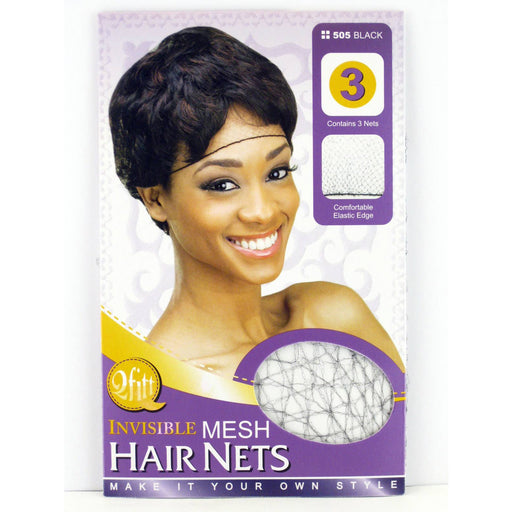 Qfitt Invisible Mesh Hair Nets 505 Black, 3/PK