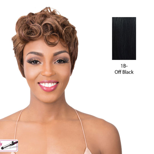 Synthetic Hair Iron Friendly Wig Modern,Off Black