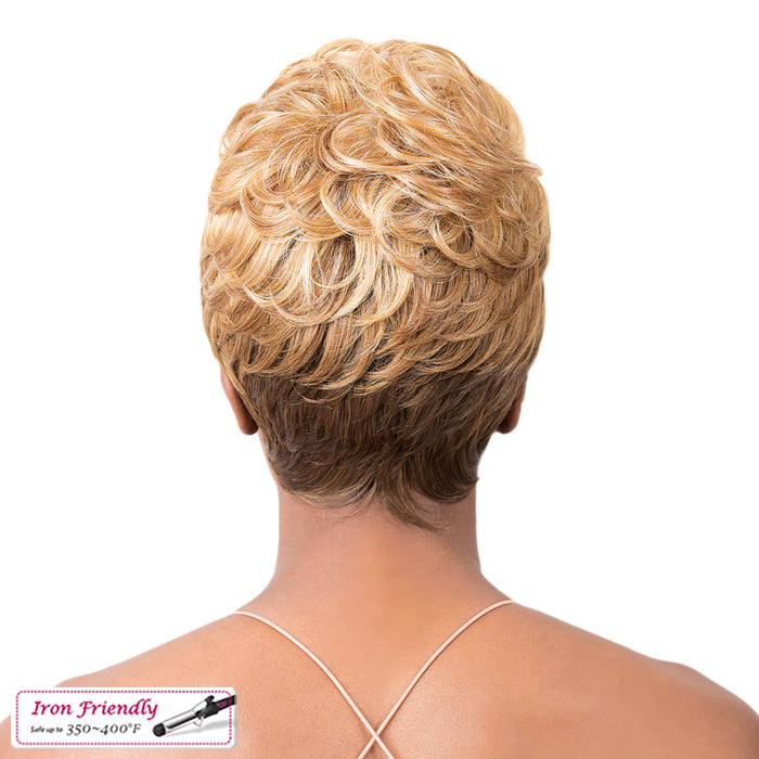 Synthetic Hair Iron Friendly Wig Modern,3S/Honey Gold