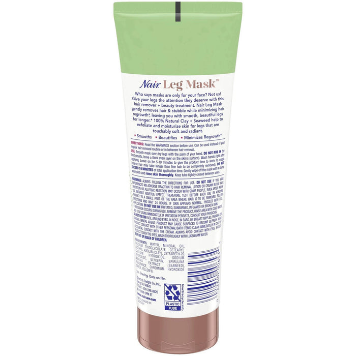 Nair Leg Mask Exfoliate and Smooth with Natural Clay and Seaweed 8 Oz.