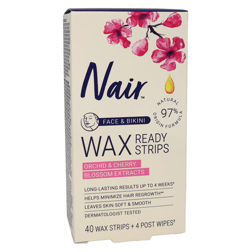 Nair Face and Bikini Wax Ready Strips 40 Wax Strips and 6 Post Wipes