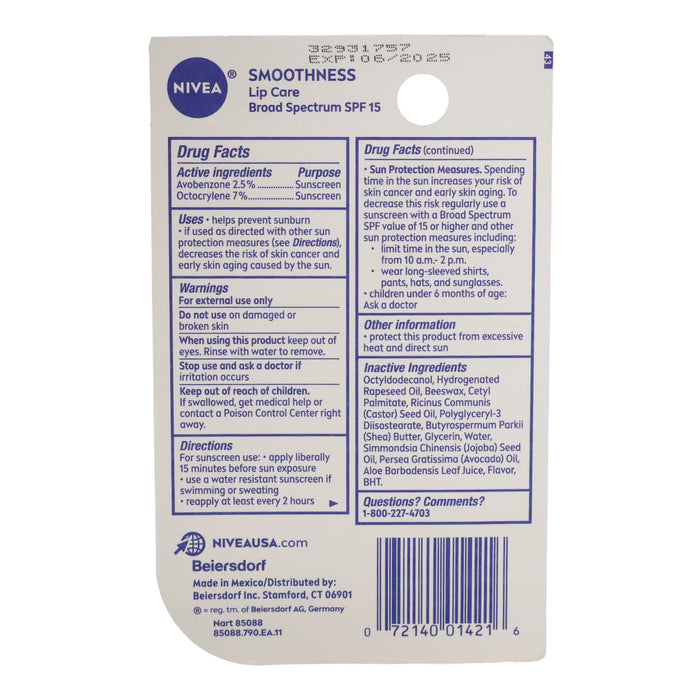 Nivea Smoothness Lip Care, 0.17 Oz.