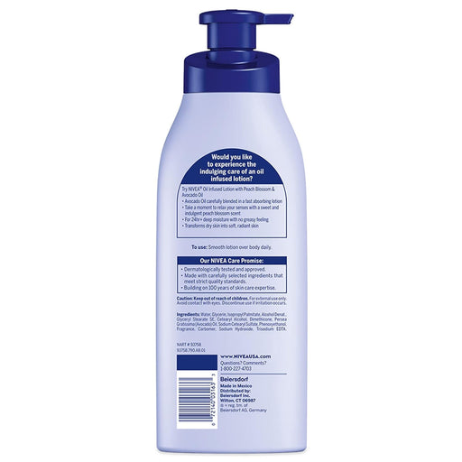 Nivea Oil Infused Body Lotion Peach Blossom And Avocado Oil, 16.9 Oz.