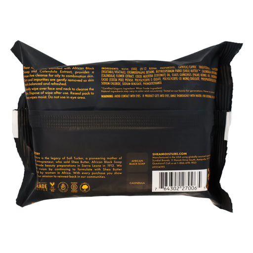 Shea Moisture African Black Soap Facial Wipes, 30 Wipes