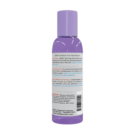 Okay Tea Tree Blended Oil for Hair, Scalp & Skin, Helps Treat Dandruff & Dry Itchy Scalp 2 Oz.