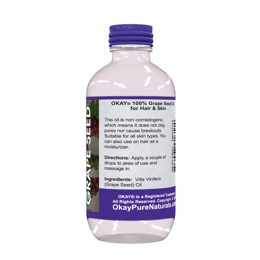 Okay 100% Pure Grape Seed Oil For Hair and Skin 1 Oz.
