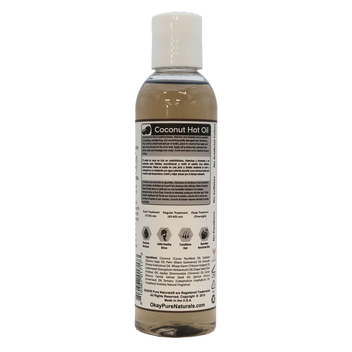 Okay Coconut Hot Oil Treatment For All Hair Types and Textures, Deeply Penetrating, 6 Oz.