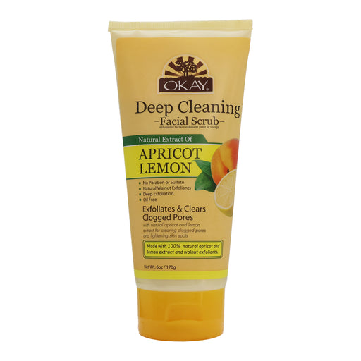 Okay Apricot Lemon Deep Cleaning Facial Scrub, 6 Oz.