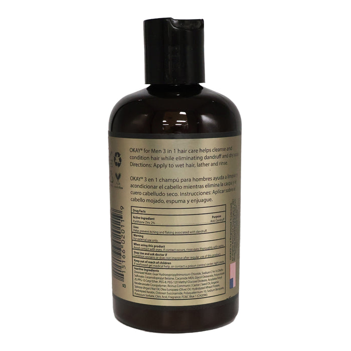 Okay Men 3 In 1 Shampoo Conditioner Treatment, 8 Oz.