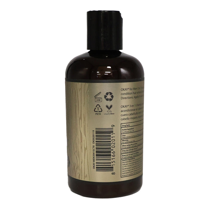 Okay Men 3 In 1 Shampoo Conditioner Treatment, 8 Oz.