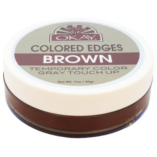OKAY Brown Colored Edges, No Flaking All Day Hold, Conceals Gray New Growth Plus Edge Control 1 Oz.