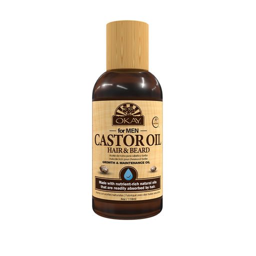 Okay Men Castor Oil Beard and Hair Growth Oil Lightweight,keep Hair & Beard Moisturized, Stimulates Hair Growth 4 Oz.