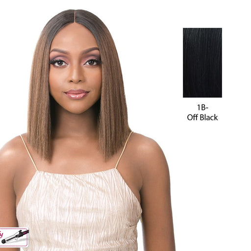 Synthetic Iron Friendly Wig 4 Inch Lace Part Onika,Off Black