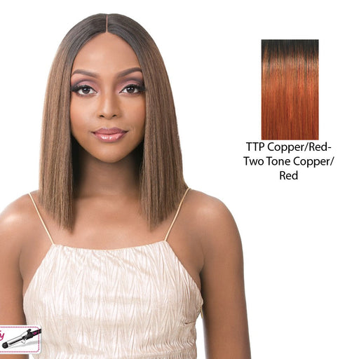 Synthetic Iron Friendly Wig 4 Inch Lace Part Onika,Ttp Copper/Red