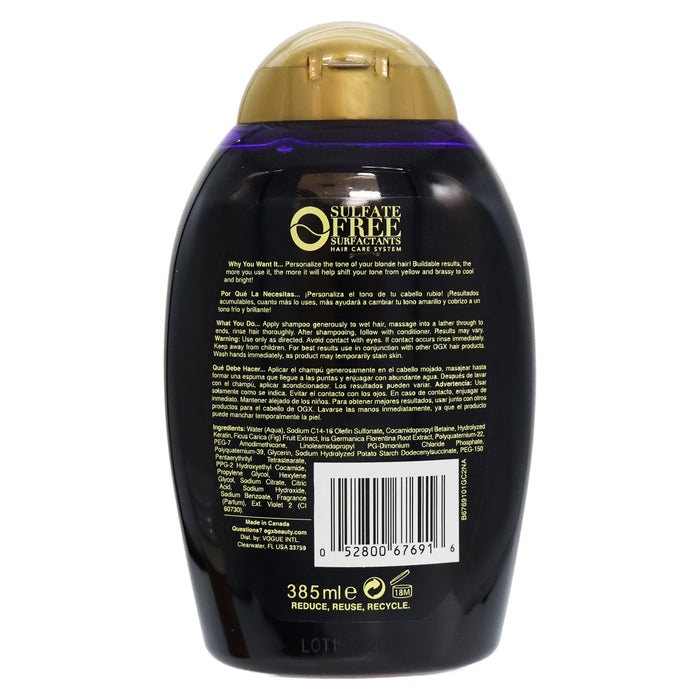 Ogx Blonde Enhanced Purple Toning Shampoo, 13 Oz.