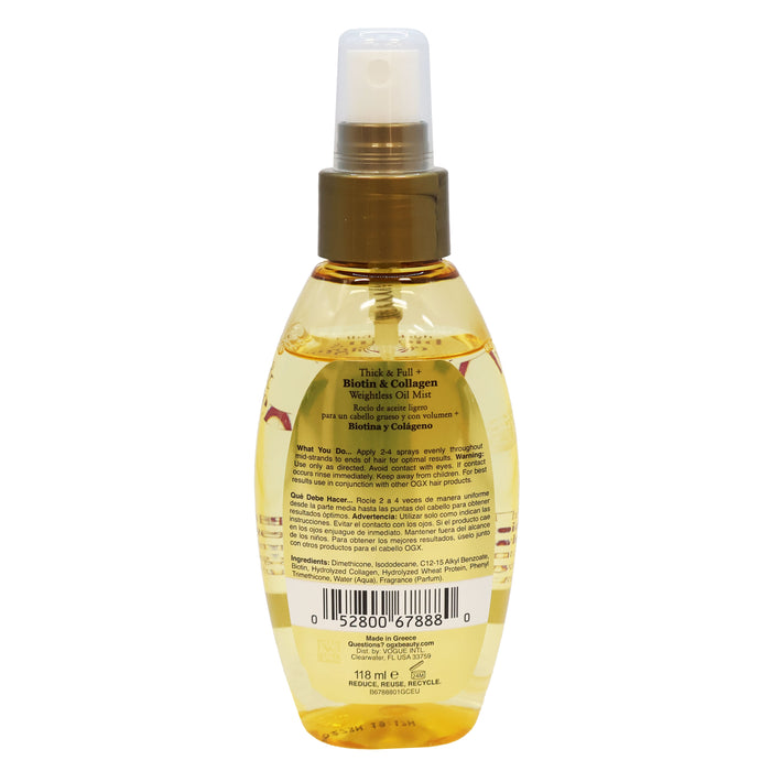 Ogx Biotin and Collagen Weightless Oil Mist, 4 Oz.