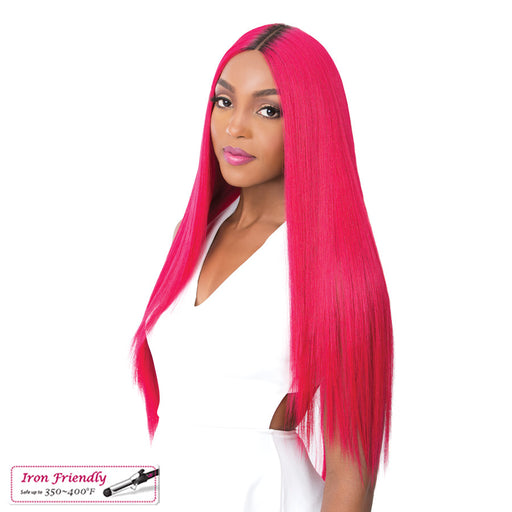 Synthetic 4" Deep Center Parting Lace Wig Paulonia,Att Fuchsia Red
