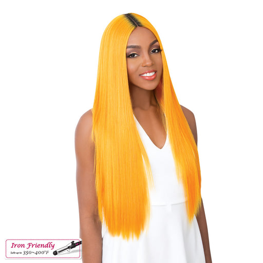 Synthetic 4" Deep Center Parting Lace Wig Paulonia,Att Mustard