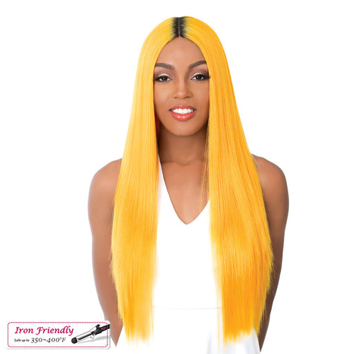 Synthetic 4" Deep Center Parting Lace Wig Paulonia,Att Mustard