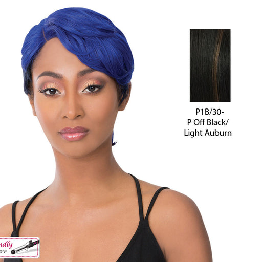 Iron Friendly, Hand Tied Side Part, Lace Front Wigs,Off Black Base With Light Auburn Highlights