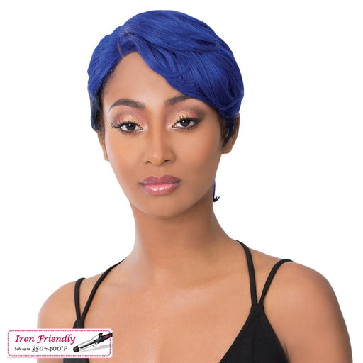 Iron Friendly, Hand Tied Side Part, Lace Front Wigs,S Blbk/Blue