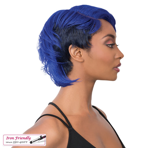 Iron Friendly, Hand Tied Side Part, Lace Front Wigs,S Blbk/Blue