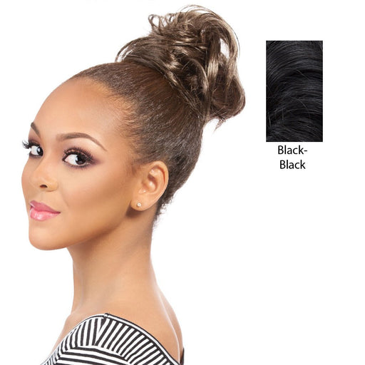 Synthetic Hair Bun Extensions Chignon Hairpiece Style Instant Volum For Your Up-Do - Ponytail Sweetie Natural Curl,Black